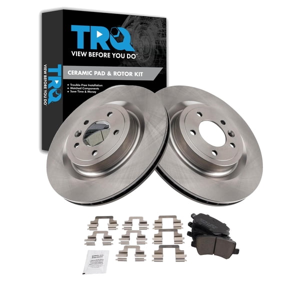 TRQ Rear Brake Pad and Rotor Set Ceramic Fits 2014-2015 Land Rover Range Rover