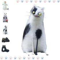 Wool Felt Familiars- Quirky Handmade Companions, Anxious Mother Opossum Handmade Wool Felt Big Big-Eyed Cat & Opossum Figurines, Unique Mini Animal Decor, Collectibles (D)