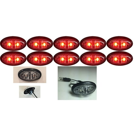 10 NEW CLEAR/RED MINI OVAL 2 LED DIODES 2