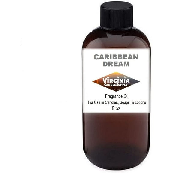 Caribbean Dream Fragrance Oil 8 oz Bottle for Candle Making, Soap Making, Tart Making, Room Sprays, Lotions, Car Fresheners, Slime, Bath Bombs, Warmers