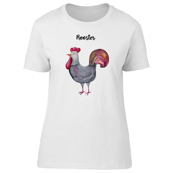 Cool Watercolor Rooster Doodle Tee Women's -Image by Shutterstock