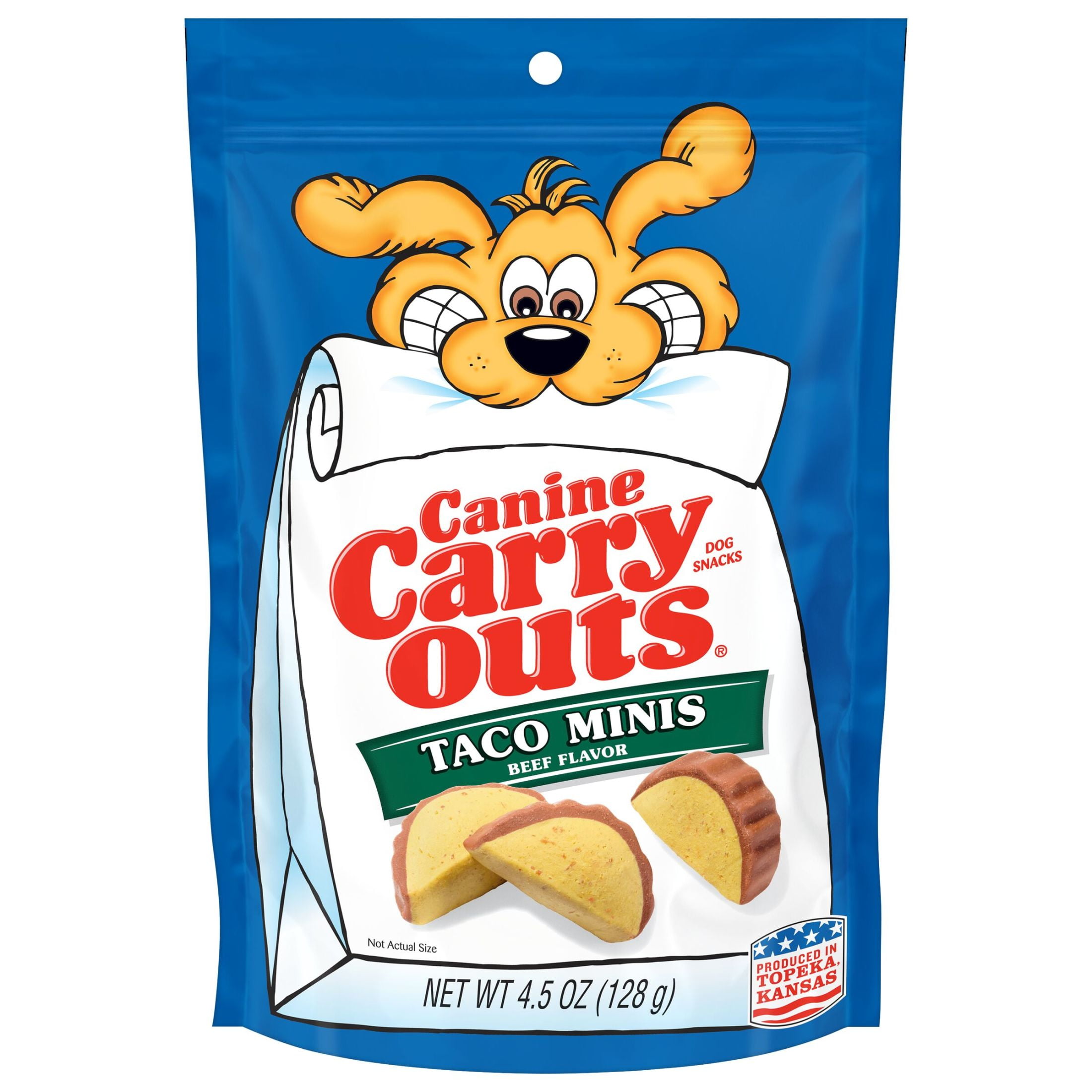 (4 pack) Canine Carry Outs Taco Minis Beef Flavor Dog Treats, 4.5oz