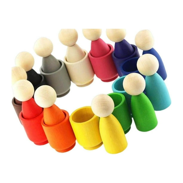 Rainbow Balls in Cups Montessori Cups and Board Game with Cups and