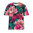 thumbnail image 3 of Mode Femme Été Décontracté Imprimé Col Rond Manches Courtes T-Shirt Blouse Remise, 3 of 4
