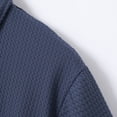 thumbnail image 6 of IWRICH Men's Quarter Zip Texture Polo Shirts Spring Summer Fashion Knit Tops Short Sleeve Dress Clothes Blue L, 6 of 9