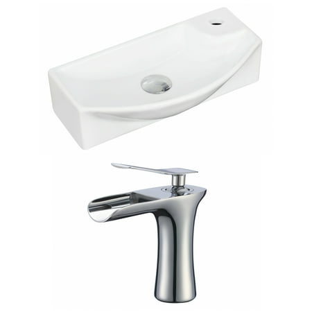Rectangle Single Hole - 17.75-in. W Wall Mount White Vessel Set For 1 Hole Right Faucet - Faucet Included