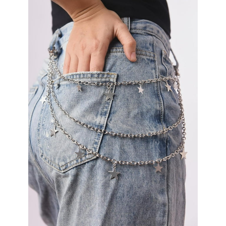 Gothic Punk Layered Star Pants Chain, Wallet Belt Chain Accessory Amazon.com: Sacina Goth Punk Layered Star Pants Chain  main image 3