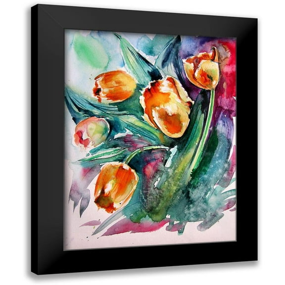 Kovacs, Anna Brigite 12x14 Black Modern Framed Museum Art Print Titled - Tulips