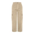 thumbnail image 4 of Gytharion Women's Cargo Pants Corduroy Button Front Utility Trousers Wide Leg Elastic Waist Work Pants with Pockets for Fall Winter, 4 of 7
