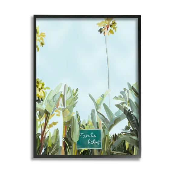 Stupell Industries Florida Palms Botanicals Botanical & Floral Painting Black Framed Art Print Wall Art, 11 x 14
