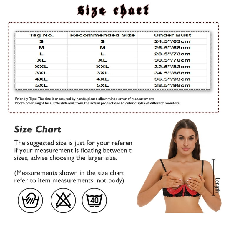 IEFIEL Womens Sheer Lace Lingerie 1/3 Cups Exposed Breast Underwire Push Up  Bra Tops A Red 3XL