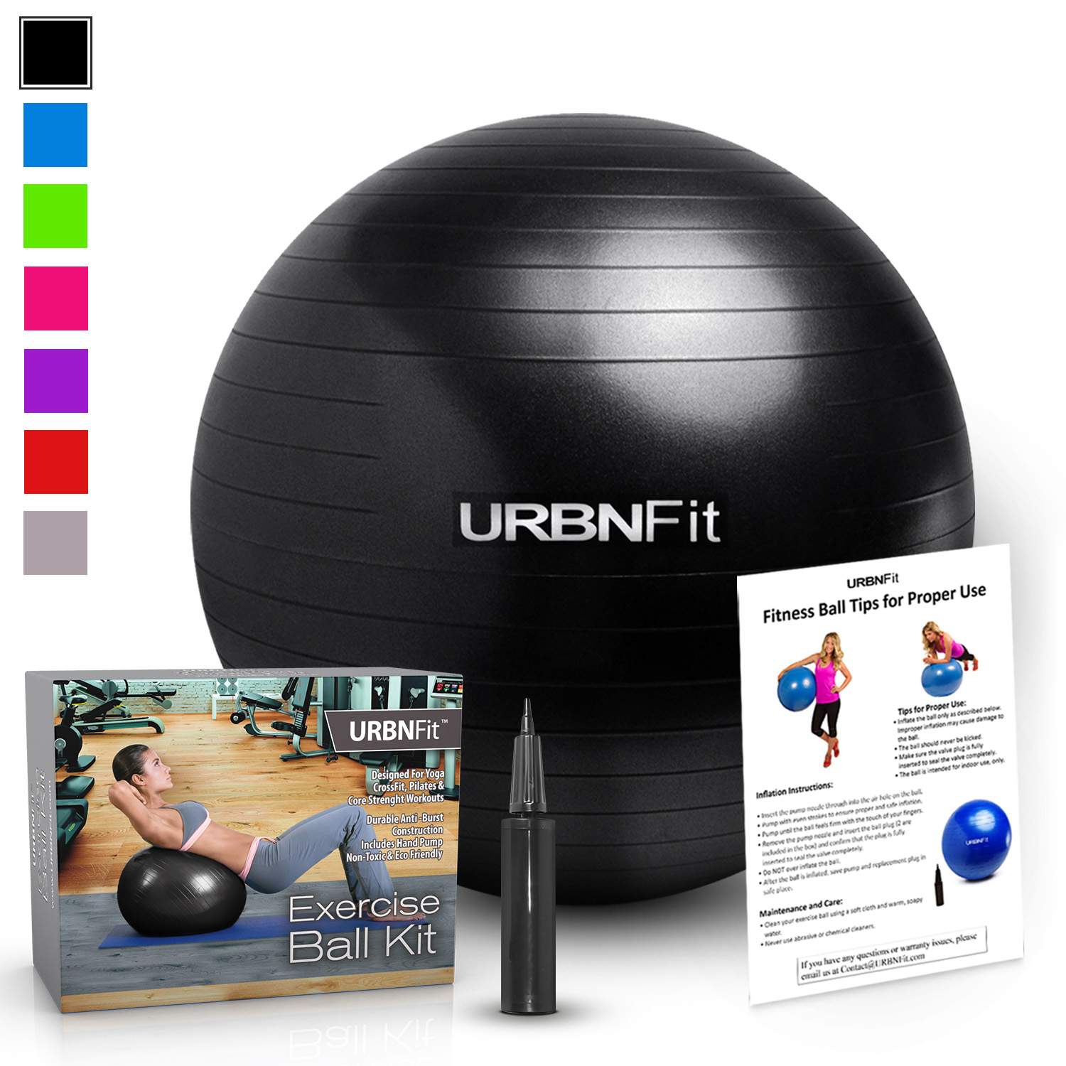 Exercise Balls For Fitness, Stability & Yoga Workout Guide Included