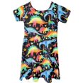 thumbnail image 4 of Renewold Dinosaur Short Sleeve Girls Dress for Summer Spring Casual One-Shoulder Midi Dress Soft Round Neck Princess Dresses Holiday Party Dress Size 5-6, 4 of 5