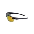 thumbnail image 3 of Mens Plastic Sports Wrap Semi Rim Sunglasses with Black Frames and Yellow Mirrored Lenses, 3 of 3