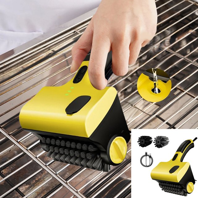 Kcavykas Brosse Électrique pour Barbecue Brosse de Nettoyage Électrique Rechargeable avec Tête Remplaçable Outil de Barbecue Multifonctionnel Sans Fil pour Usage Intérieur Extérieur