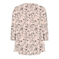 thumbnail image 4 of Crunowin Womens Tops 3/4 Sleeve, Round Neck Casual Tunic Tops Graphic Print Tees Blouses Dressy T-Shirts Pleated Shirts Khaki M, 4 of 5