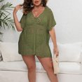 thumbnail image 5 of Penkiiy Swimsuit Cover Ups for Women, V Neck Hollow Out Swim Coverup Crochet Chiffon Summer Beach Cover Up Dress Free Size Army Green, 5 of 6