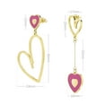 thumbnail image 5 of Linawe Fuchsia Hot Pink Heart Earrings for Women Trendy, Hypoallergenic Stainless Steel Gold Dangle Drop Earrings, Statement Unique Cute Preppy Stuff, Anniversary Valentines Gift, 5 of 6