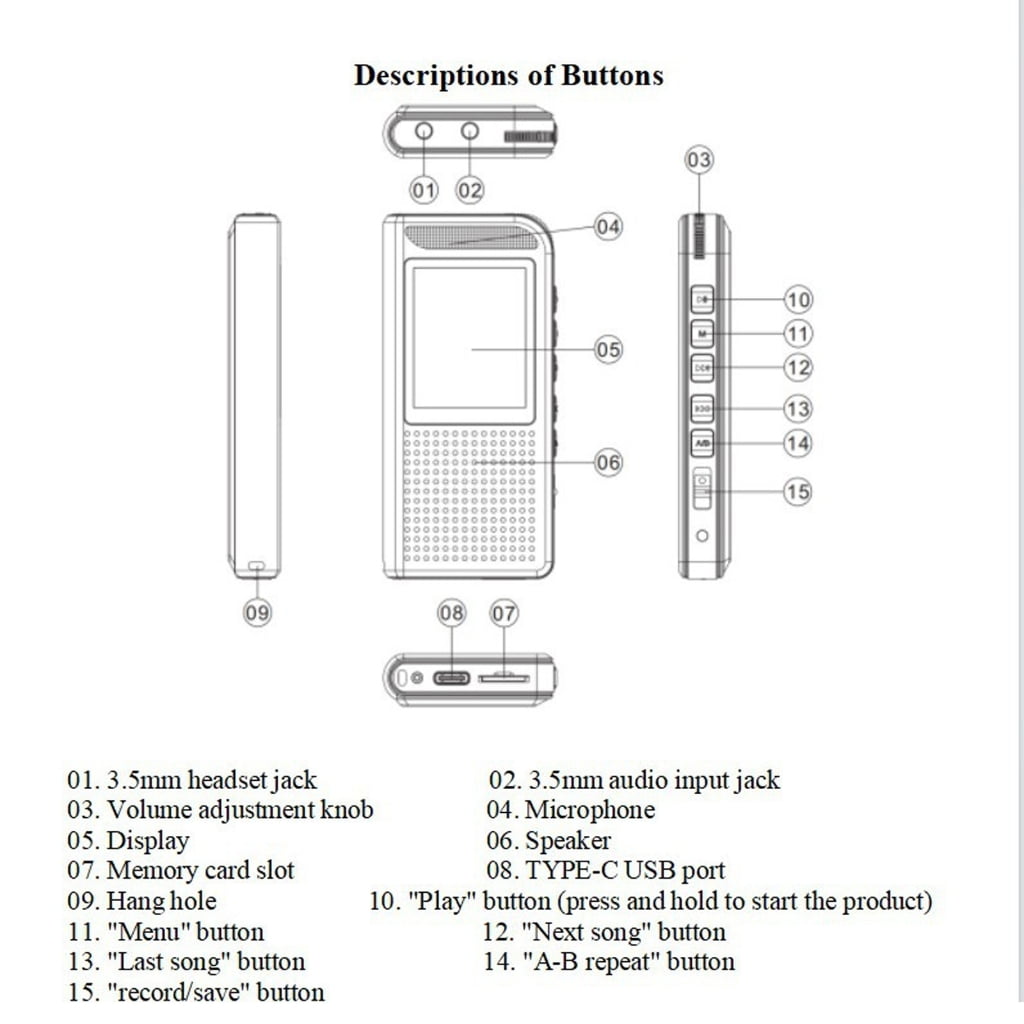 Miiottaa Digital Voice Recorders Clear Sound Recording Device Noise Reduction Voice Record