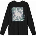 thumbnail image 4 of Fuschia Flowers Adult Black Crew Neck Long Sleee Tee-Medium, 4 of 6