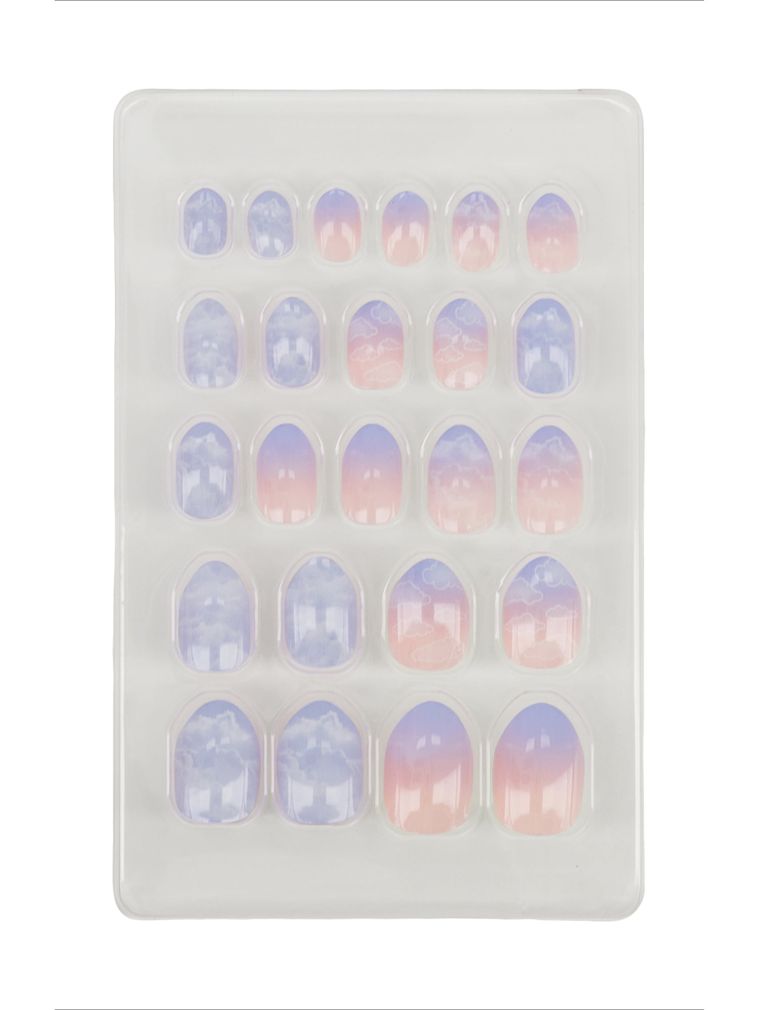 Claire's Tween Girls Blue Cloud Almond Shaped Press-on Nails, 24 Nails