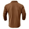 thumbnail image 5 of WREESH Men's Fashion Henley Shirts Solid Color Lapel Button Top Shirt Slim Fitting Long Sleeved Casual Sports Bottom Shirt T-Shirt Top Workout Tops Khaki, 5 of 8