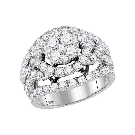 Diamond Princess 14kt White Gold Round Diamond Cluster Bridal Wedding Engagement Ring 3 Cttw