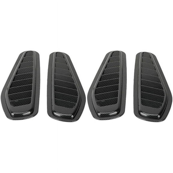Air Flow Intake Decorative Scoop Bonnet Vent Hood Cover Universal Carbon Fiber Style Auto Car Decorative Hood Scoop 4Pcs,4 * Air Flow Intake Cover,Carbon Fiber black