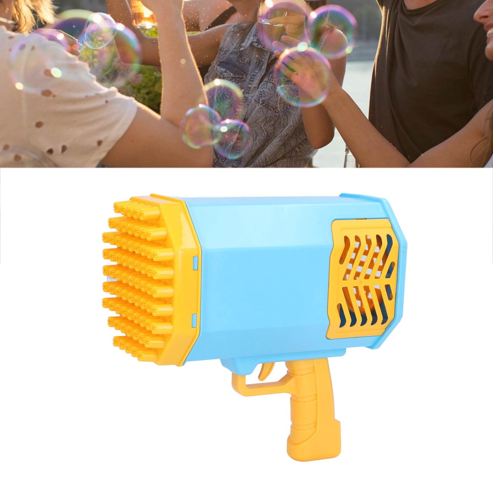 Pistolet à bulles rechargeable en plastique à 69 trous, pistolet à bulles Gatling lumineux, machine à bulles à 69 trous, jouets d'été pour enfants