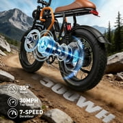 Electric Mountain Bicycles,750W Peak 1500W Motor,30MPH 60 Miles,720Wh Removable Battery,20 X 4.0 Fat Tire Ebikes for Adults,7 Speed,UL2849