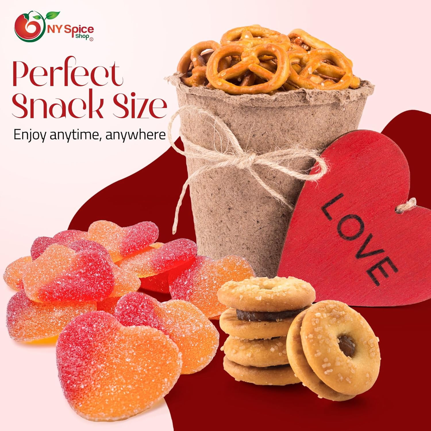 NY SPICE SHOP Valentines Sour Peach Hearts - 3 Pound - Valentines Candy - Heart Candy - Peach Candy