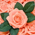 thumbnail image 3 of Artificial Flowers 25pcs Real Looking Fake Roses with Stems for DIY Wedding Bouquets Baby Shower Centerpieces Floral Arrangements Party Tables Home Decorations - Orange, 3 of 5