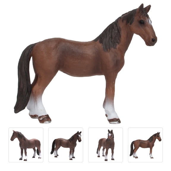 OUNONA Brown Horse Model Decorative Figurine Realistic Plastic Horse for Desktop and Home Decor