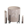 thumbnail image 3 of Lattice Round Metal Planter with Tubular Base, Set of 3, Black and Beige- Saltoro Sherpi, 3 of 4