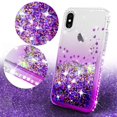 thumbnail image 2 of Compatible for Apple iPhone Xs Case, iPhone X Case, with [Temper Glass Screen Protector] SOGA Diamond Glitter Liquid Quicksand Cover Cute Girl Women Phone Case [Clear/Purple], 2 of 5