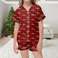 thumbnail image 2 of GDREDA Pyjamas pour Filles Ensemble de Pyjama de Noël à Imprimé Classique Col Boutonné Manches Courtes & Shorts (Rose Clair, 6-7 Ans), 2 of 6