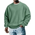 thumbnail image 3 of Hearthz Long Sleeve Shirts Men Crewneck Waffle Knit Mens Sweatshirts Casual Loose Athletic Warm Knitted Sweaters Pullover, 3 of 4