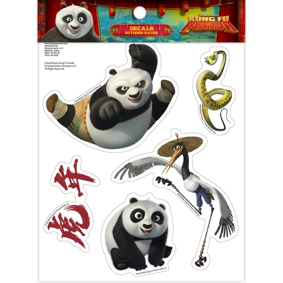 DreamWorks Kung Fu Panda Decals - Set of 5 Vinyl Stickers Po, Baby Po, Master Crane, Viper for Car Laptop Computer Kids Water Bottle Outdoor Waterproof