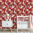 thumbnail image 3 of Crane Peel and Stick Wallpaper 23.6in x 9.8ft Elegant Crane Floral Red Gold Accents Contact Paper Vinyl Waterproof Self Adhesive Wall Paper for Bedroom Shelf Cabinet Renter Friendly, 3 of 8