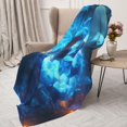 thumbnail image 4 of Throw Blanket for Couch Sofa and Bed, Halloween Blue Flame Pumpkin Ghost Super Soft Plush Throw Blanket, Fuzzy Cuteness Comfy Warm Washable Flannel Blanket & Throws for All Season 40"x30", 4 of 7