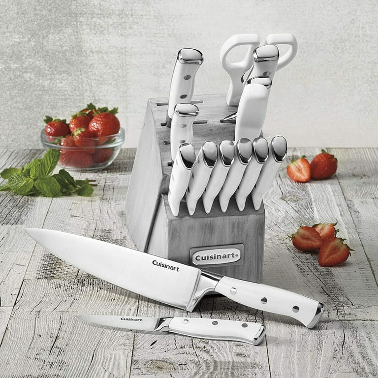 Cuisinart Triple Rivet Collection 15-Piece Cutlery Block Set-White