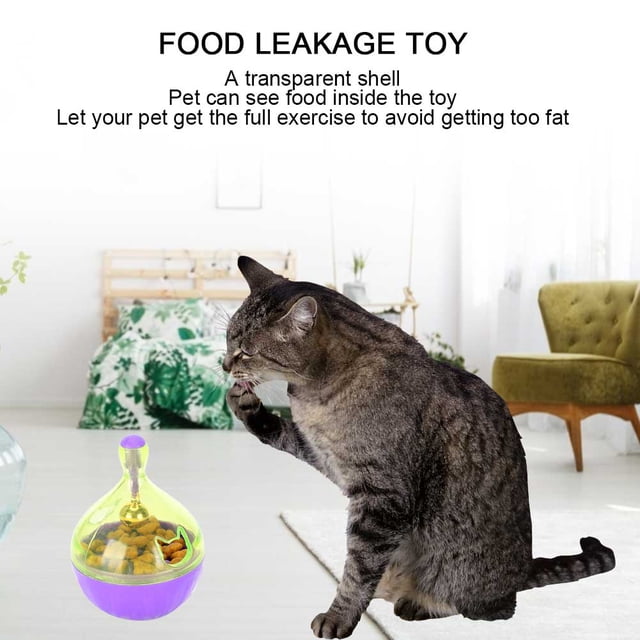 Comedero Automático Divertido Para Mascotas, Bola De Fuga De Alimentos Roly Poly, Juguete Interactivo Para Gatos Y Perros, ABS Morado