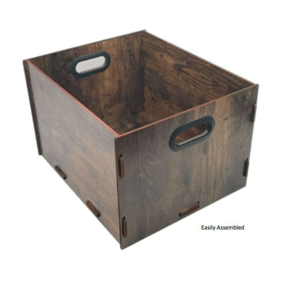 Snap-N-Store Vinyl Album Record Storage Crate Wood Finish - Disc and Tape Storage