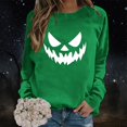 thumbnail image 2 of WEIWEN Halloween Sweatshirt for Women 2026 Funny Pumpkin Face Printed Crewneck Long Sleeve Tops Women's Clothing Dressy Casual Fall Outfits for Women Sweaters Green, S, 2 of 6