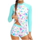 thumbnail image 2 of Odeerbi 8-15 Años Niñas Verano 2 Piezas Upf 50 + Manga Larga Rash Guard Conjunto Lindo Impresión Rápido Seco Surf Traje de Baño Con Pantalones Cortos, 2 of 6