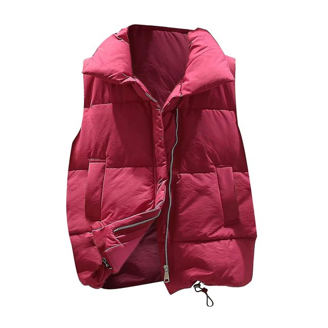Chaleco de bolsillo para mujer YONGSHENG abrigo Chaqueta corta invierno sin mangas Cuello vuelto