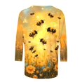thumbnail image 5 of CYMMPU 3/4 Sleeve Blouses for Women Dressy Casual Tunic Tops Bee Printed Loose Fit Fall Trendy Shirts Crew Neck Spring Tops Lightweight Basic Tees Multicolor XXXXXL, 5 of 5
