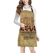 ASHLEIGH Religious Words with Cross Adjustable Bib Apron with Pockets Commercial Restaurant and Home Kitchen Apron for Women Men