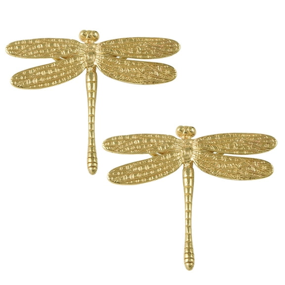 2Pcs Brass Drawer Pull Knob Gold Cabinet Dreeser Handle，Dragonfly Handle Dragonfly Smile Home