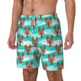 thumbnail image 2 of Uemuo Lobsters Of Turquoise Waves Pattern Mens Swim Trunks Quick Dry Board Shorts with Mesh Lining, Stretch Beach Shorts Quick Dry No-Chafing Board Shorts-3X-Large, 2 of 9
